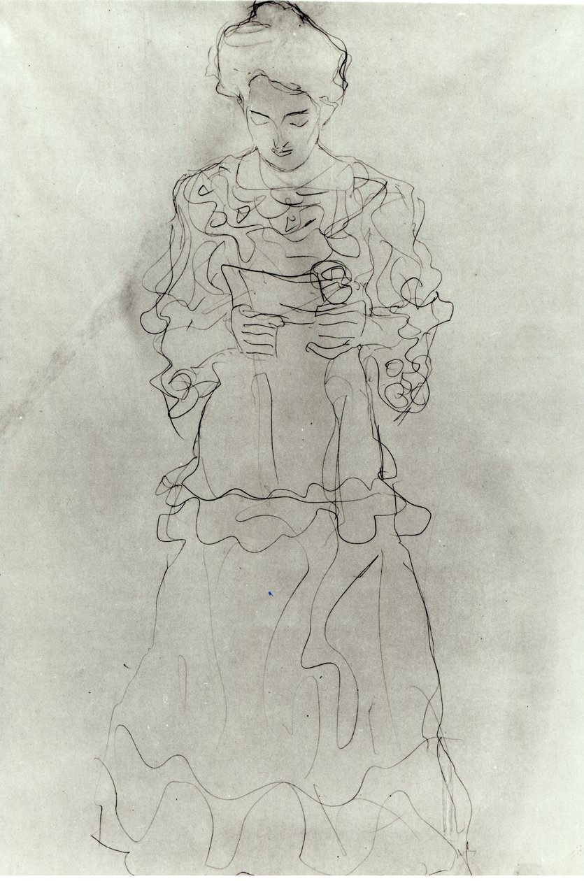 Tjej som läser I, av Gustav Klimt