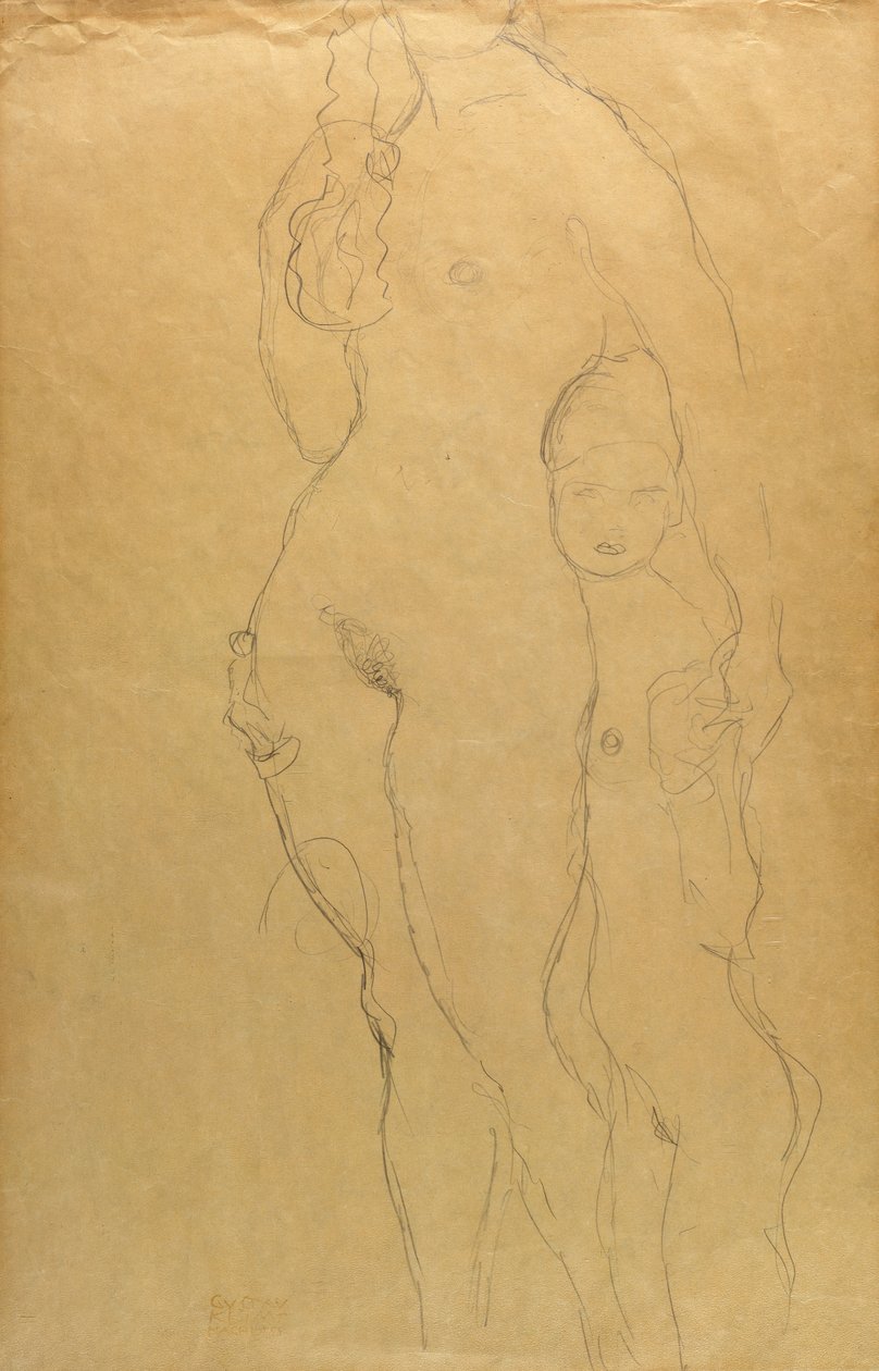 Mor och dotter (penna på papper) av Gustav Klimt