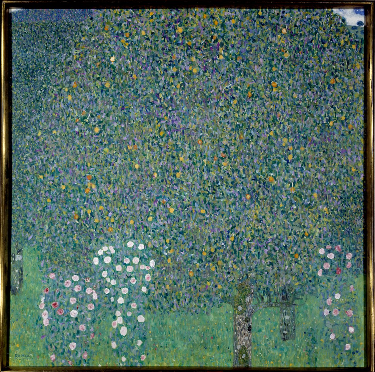 Rosenbuskar under träden av Gustav Klimt