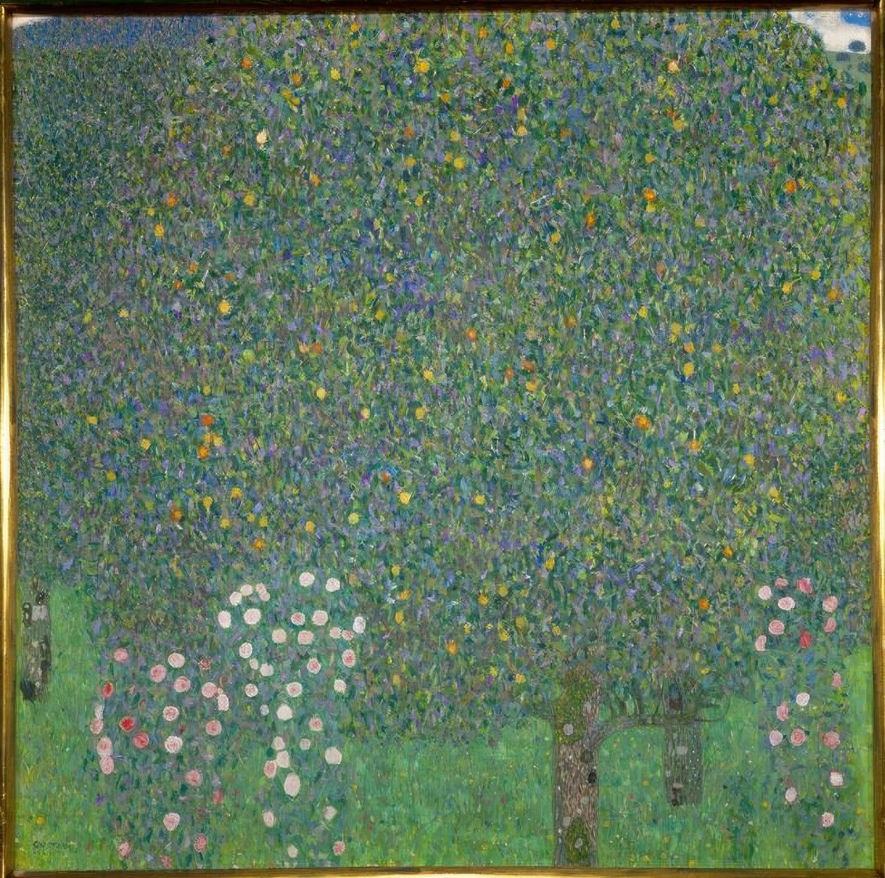 Rosenbuskar under träd av Gustav Klimt
