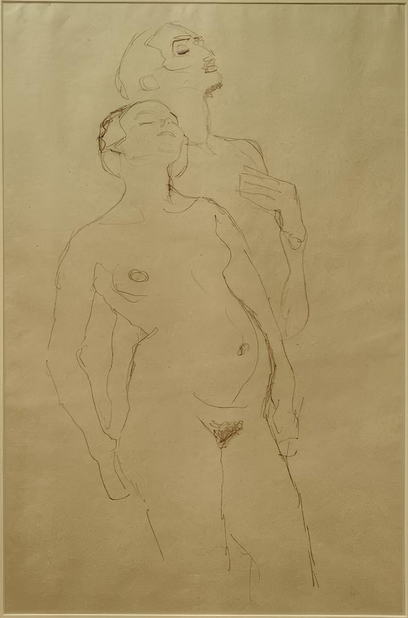Stående älskare (studie för Adam och Eva) av Gustav Klimt