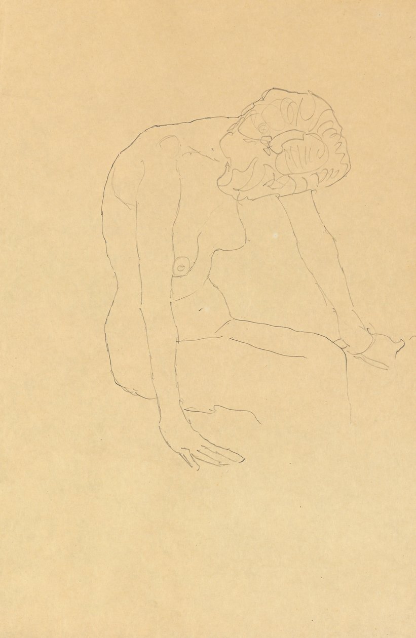 Studie av en kvinnlig naken, ca 1908-1909 av Gustav Klimt