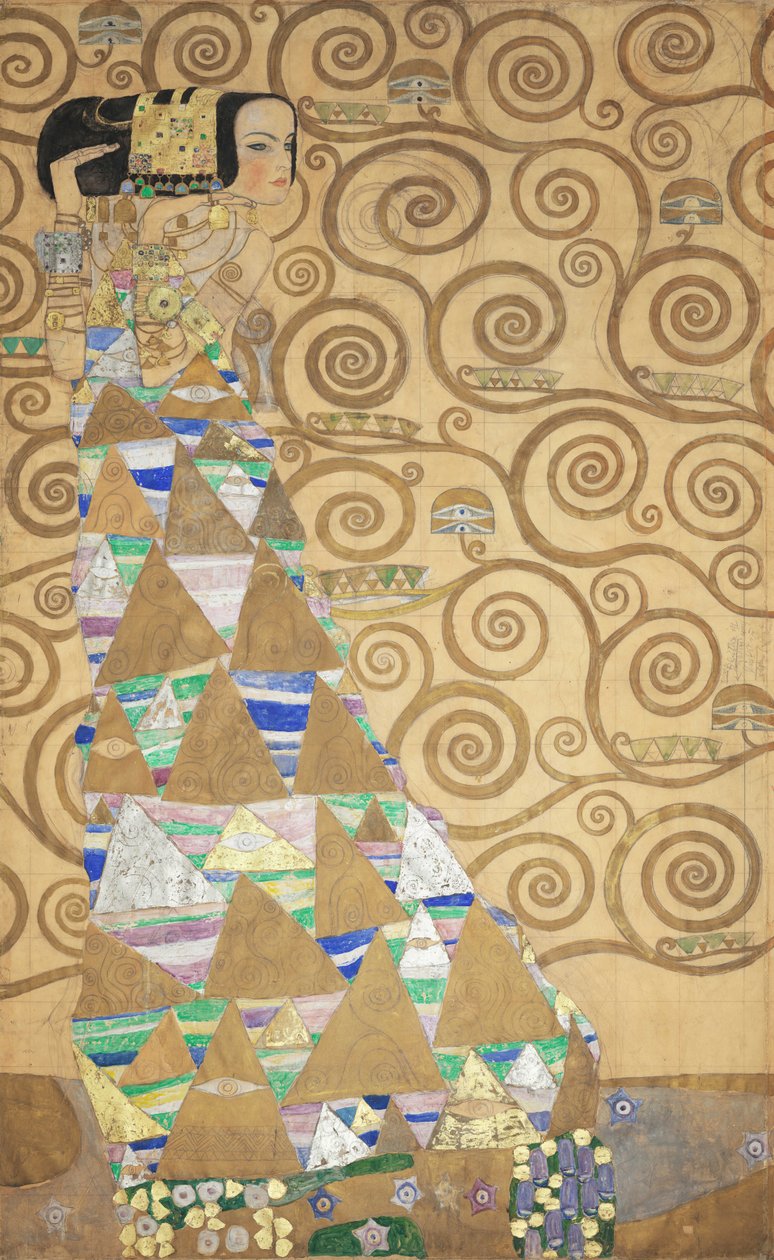 Stoclet-frisen, Detalj: Förväntningen, 1905-1909. av Gustav Klimt