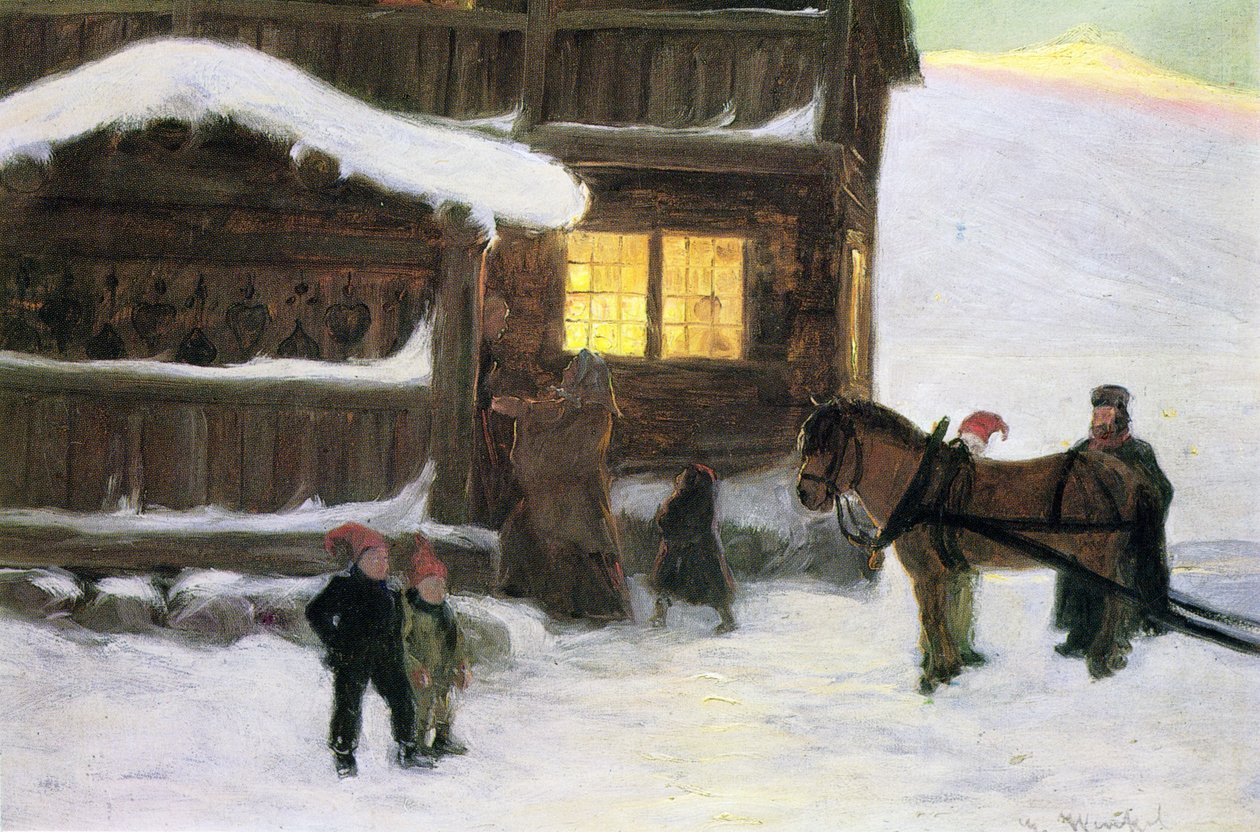 Gästerna anländer (färg litho) av Gustav Wentzel