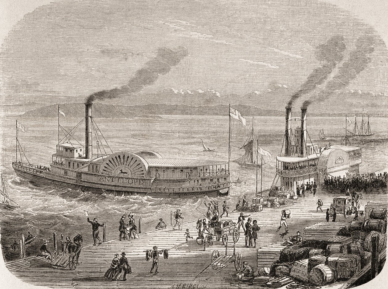 O le San Francisco Docks i le 1860s na tafe av Gustave Adolphe Chassevent Bacques