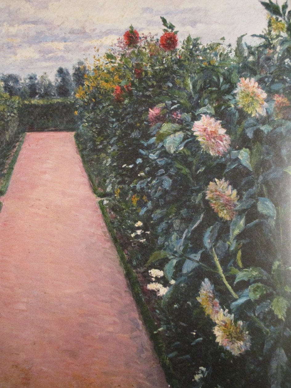 Trädgårdsgång och dahliabäddar av Gustave Caillebotte