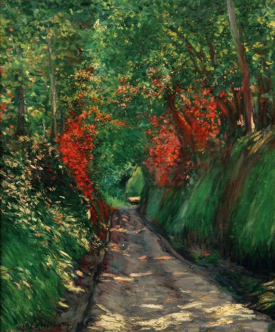 Gränd i skogen av Gustave Caillebotte