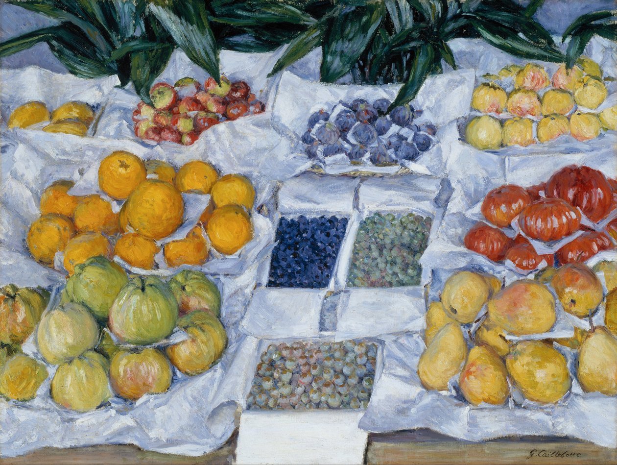 Frukt på ett stativ av Gustave Caillebotte