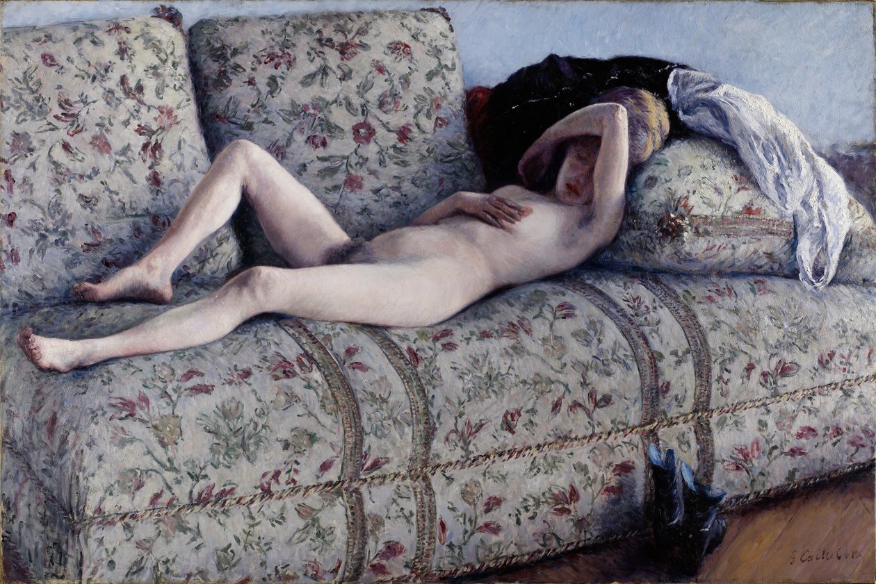 Naken på en soffa, ca 1880 av Gustave Caillebotte