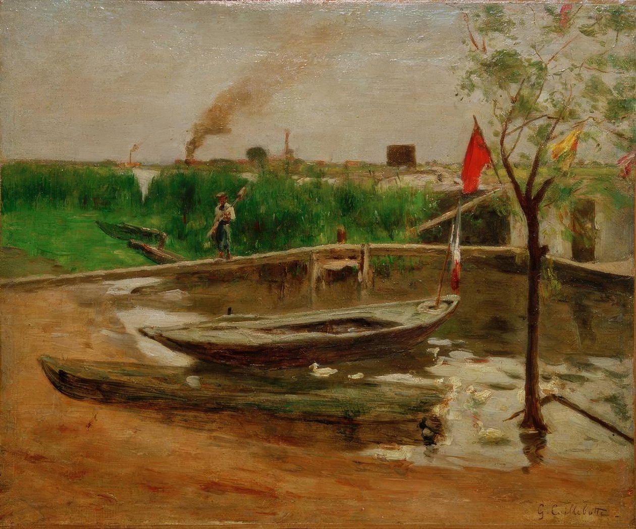Båtleverans nära Porte Marly av Gustave Caillebotte