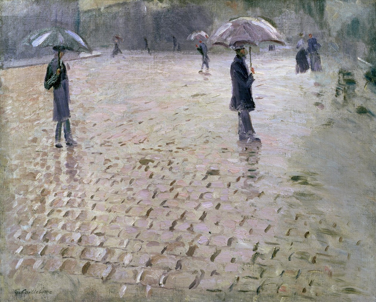Studera för en gata i Paris, regnig dag, 1877 av Gustave Caillebotte