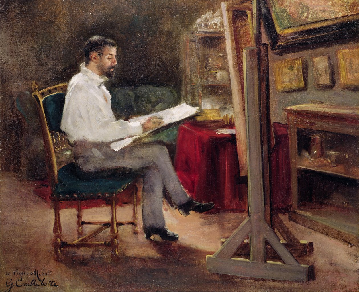 Konstnären Morot i sin ateljé, c.1874 av Gustave Caillebotte