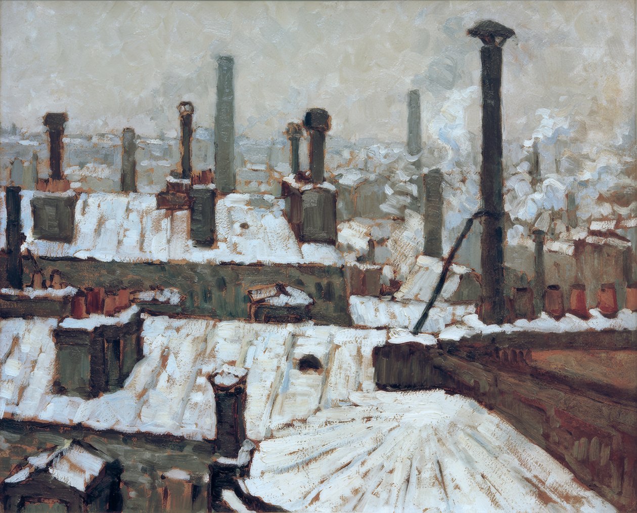 Snötäckta tak av Gustave Caillebotte