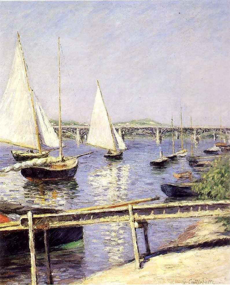 Voiliers à Argenteuil av Gustave Caillebotte
