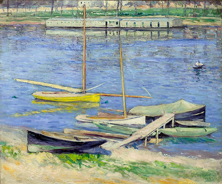 Voiliers au Mouillage sur la Seine, à Argenteuil (Berhaut 272) av Gustave Caillebotte