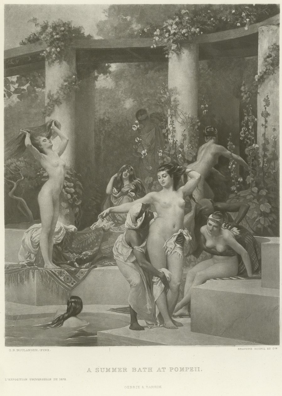 Ett sommarbad i Pompeji (gravyr) av Gustave Clarence Rodolphe Boulanger