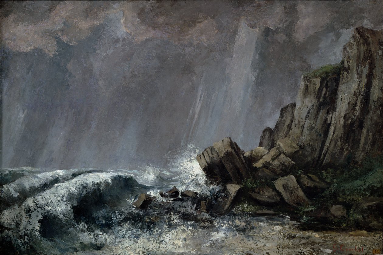 Mvua iliyonyesha huko Etretat swed av Gustave Courbet
