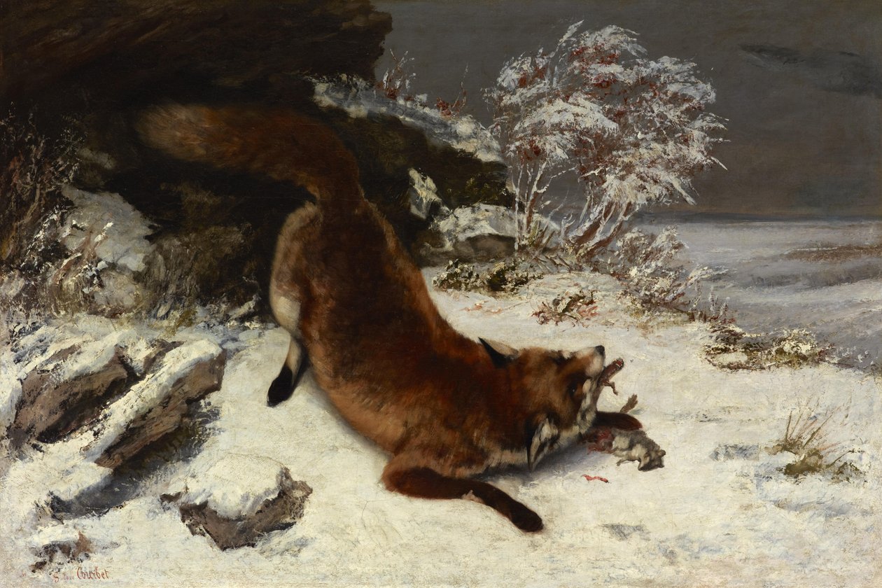 Fox In The Snow  av Gustave Courbet