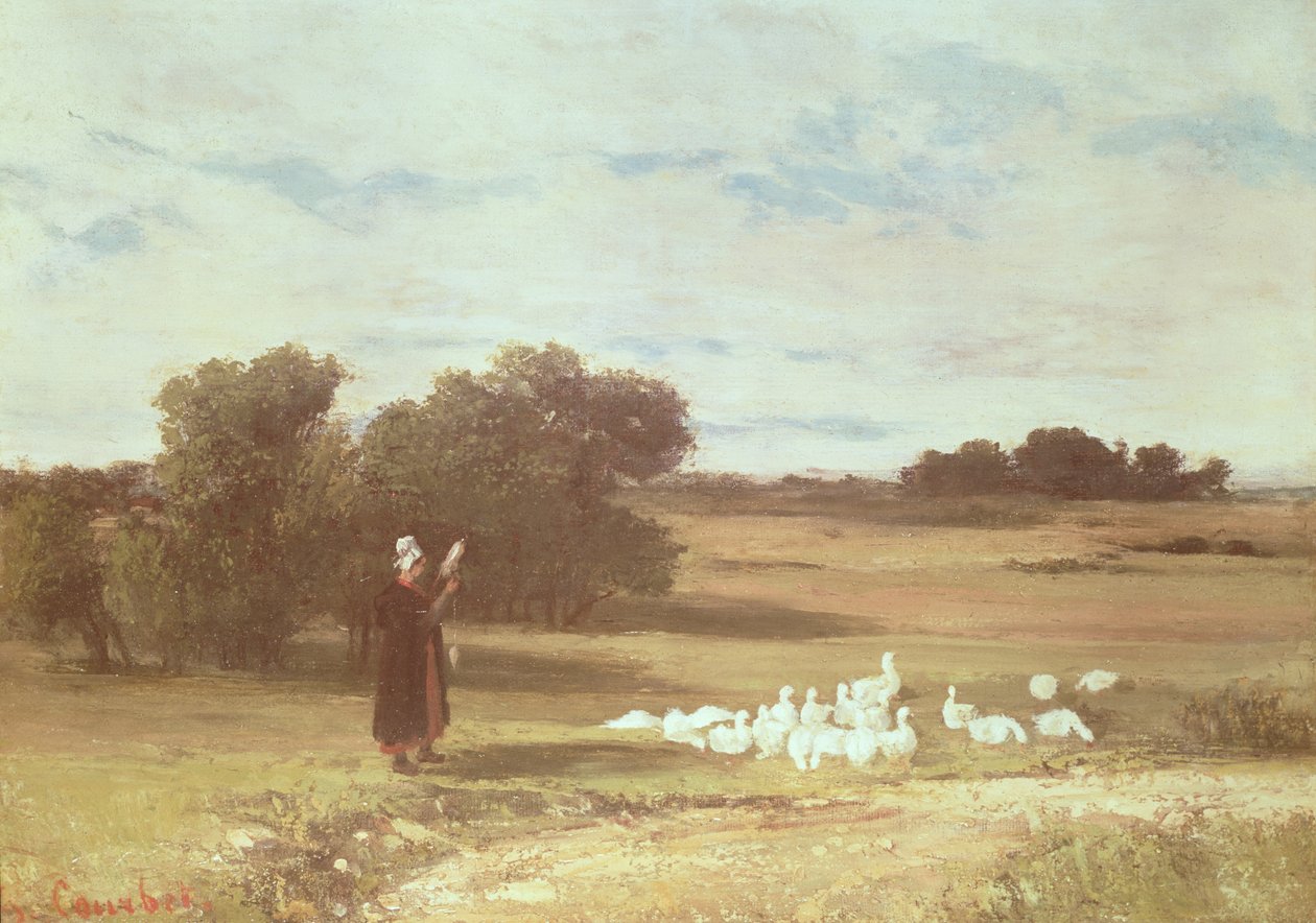Flicka med gäss av Gustave Courbet
