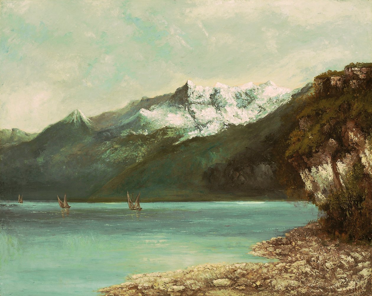 Genèvesjön och dents du Midi, 1877 av Gustave Courbet