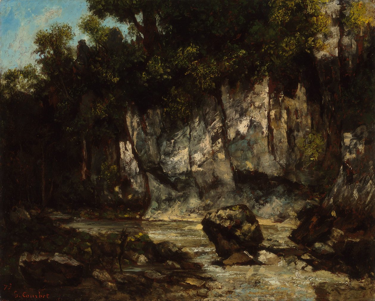 Landskap med hjort av Gustave Courbet