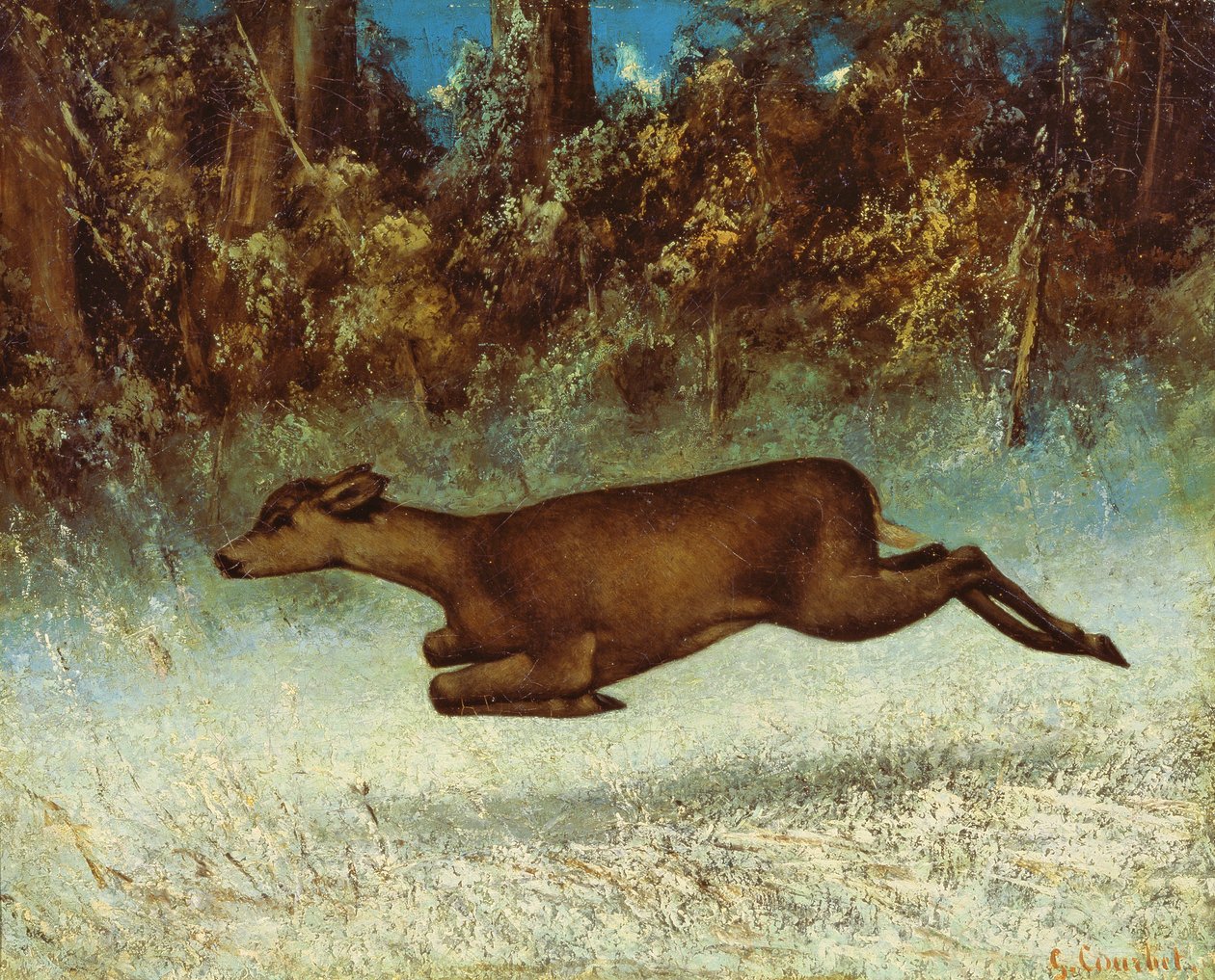 Hoppande Doe av Gustave Courbet