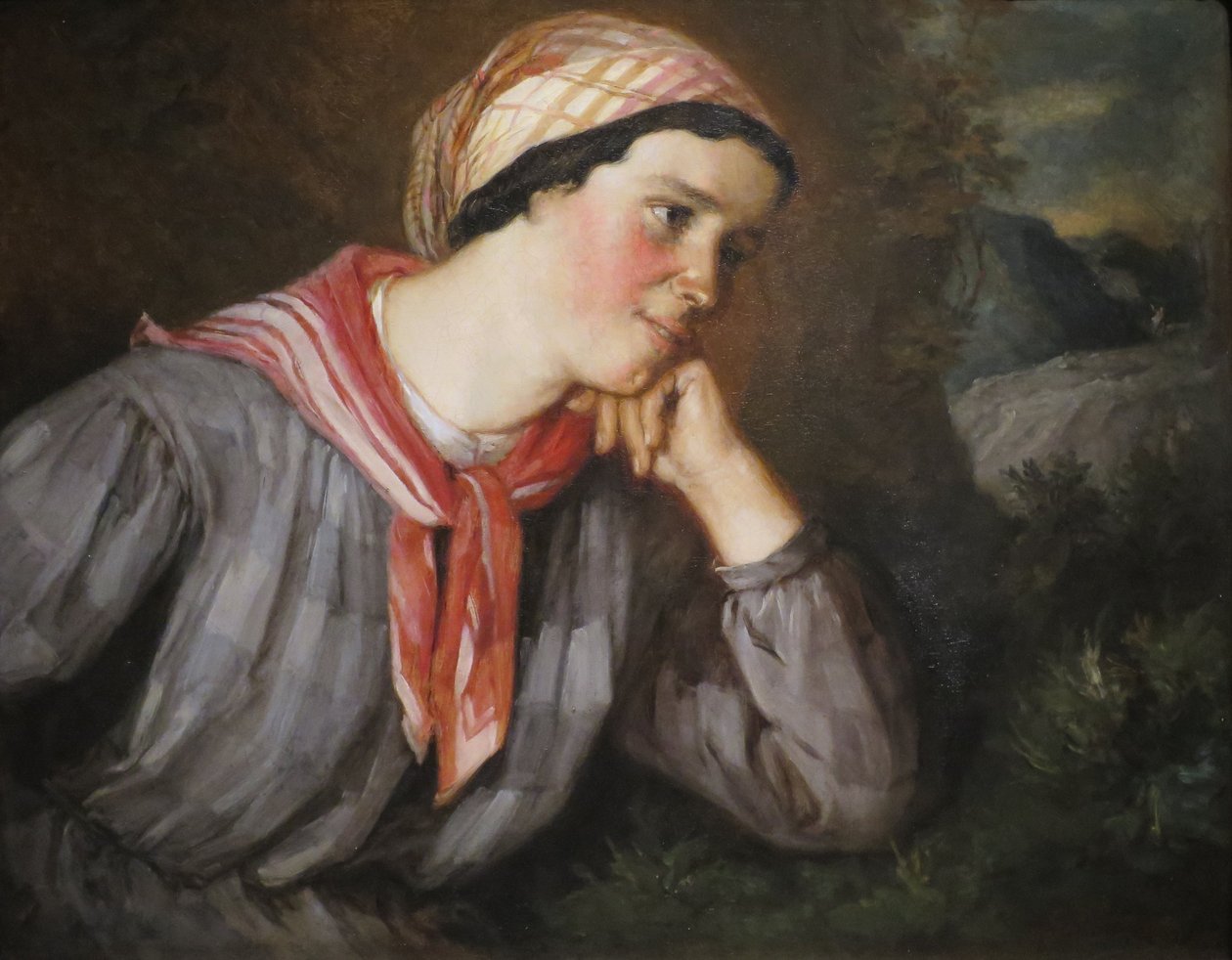 Peasant Girl with a Scarf av Gustave Courbet