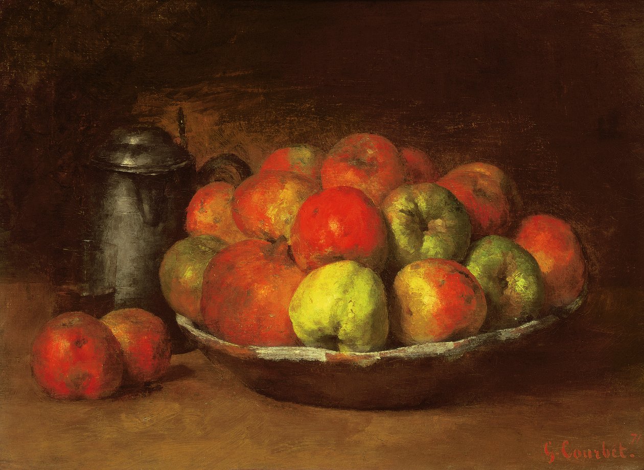 Stilleben med äpplen och ett granatäpple, 1871-72 av Gustave Courbet