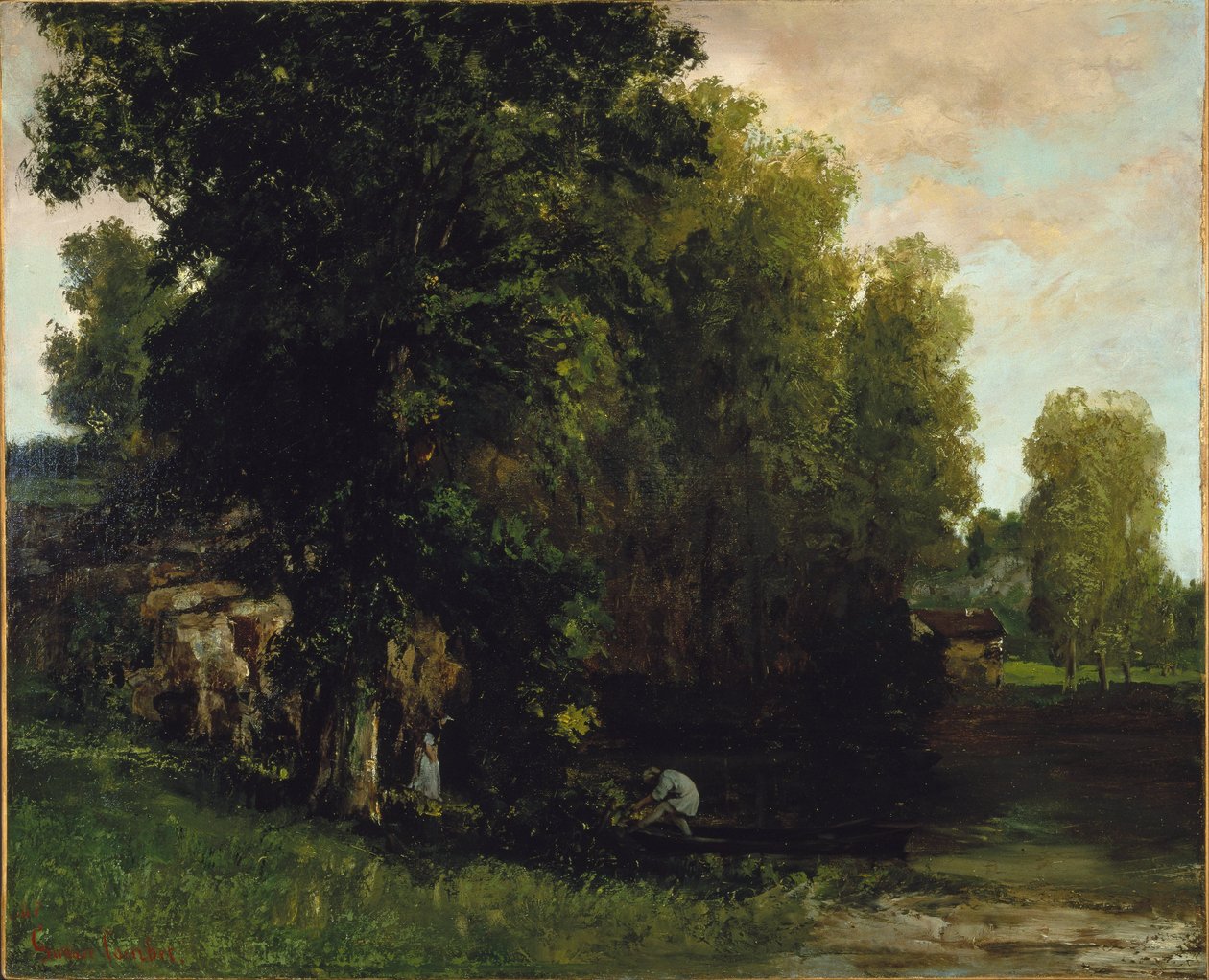 The Edge of the Pool (Au Bord de lEtang) av Gustave Courbet