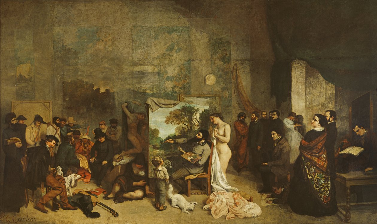 Målarens studio, en verklig allegori, 1855 av Gustave Courbet