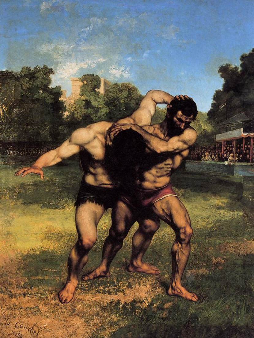The Wrestlers av Gustave Courbet