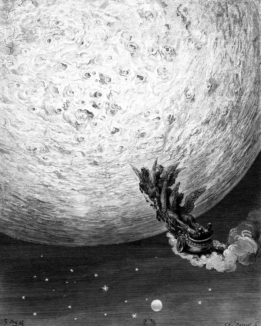 Astolfo on the Moon, strof 70, canto XXXIV från The Frenzy of Orlando av Ludovico Ariosto, 1879 av Gustave Dore