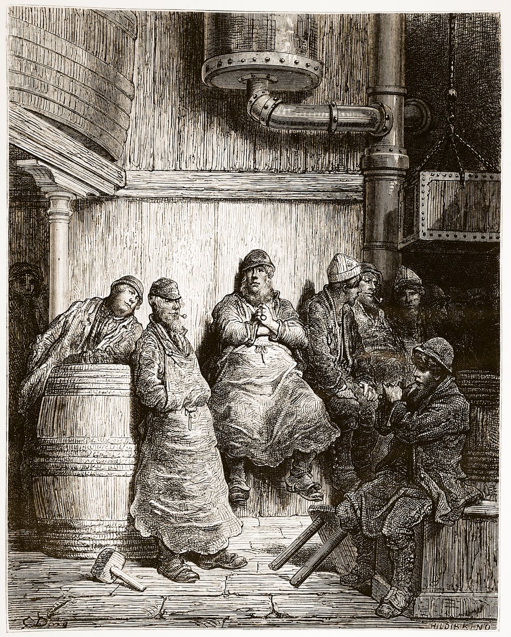 Brewers at Rest, från "London, a Pilgrimage", skriven av William Blanchard Jerrold (1826-94) och graverad av Hildibrand, pub. 1872 av Gustave Dore
