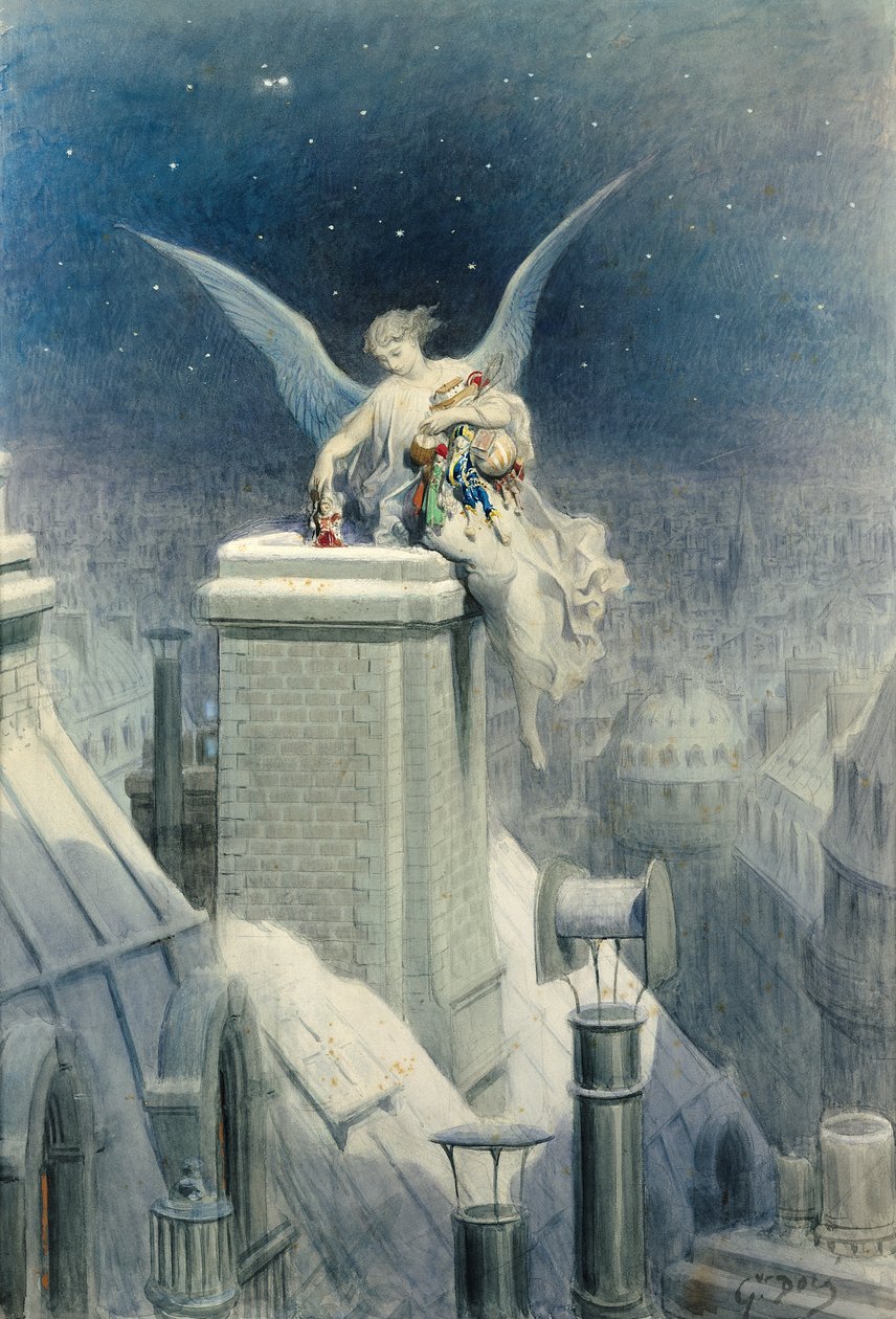 Julafton (wc och gouache på papper) av Gustave Dore