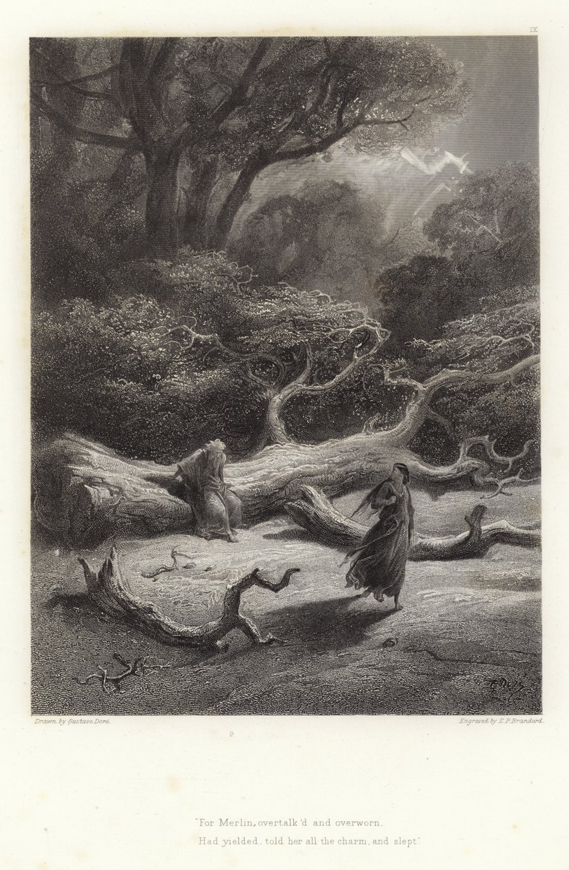 Illustration för Vivien av Alfred Tennyson av Gustave Dore