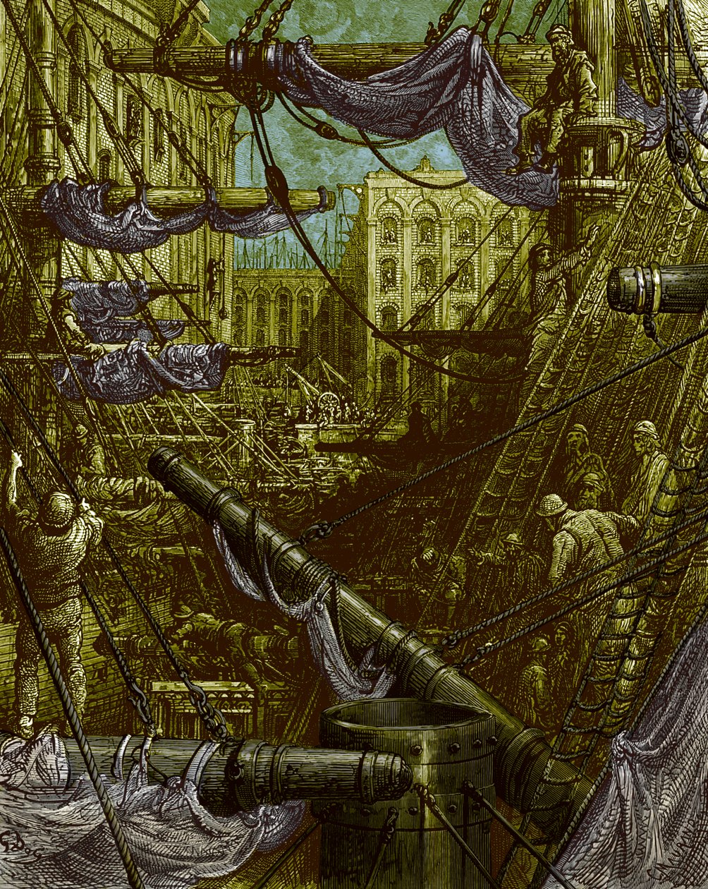 Inside the Docks av Gustave Doré av Gustave Dore