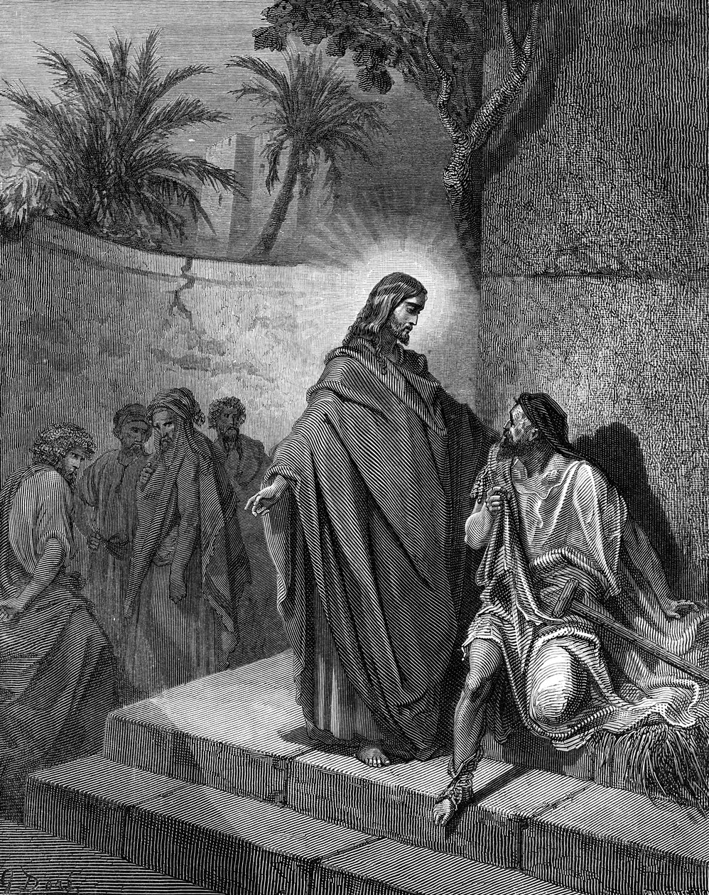 Jesus botar en man som är förlamad - Bibeln av Gustave Dore