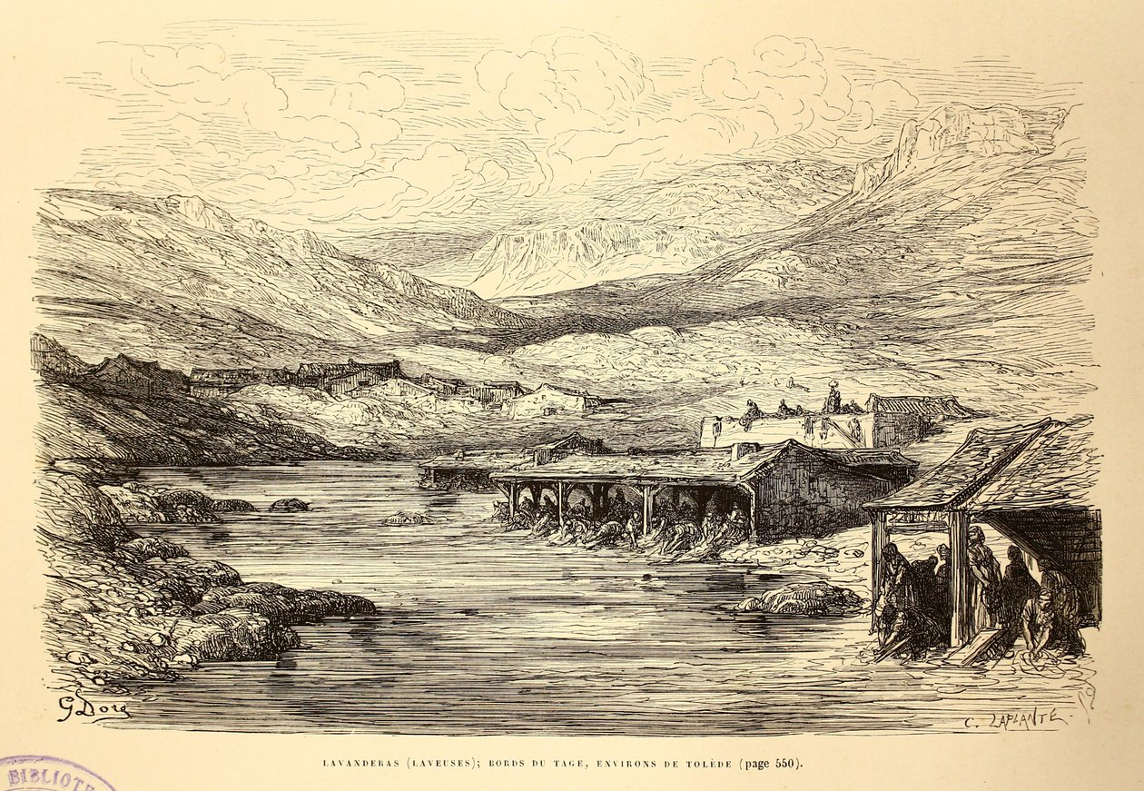 Lavanderas (brickor); floden Tejos stränder, runt Toledo av Gustave Dore