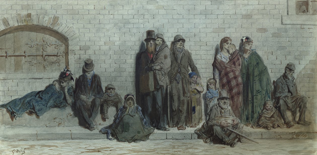 London Street Scene, ca 1868-72 (wc und gouache på papper) av Gustave Dore