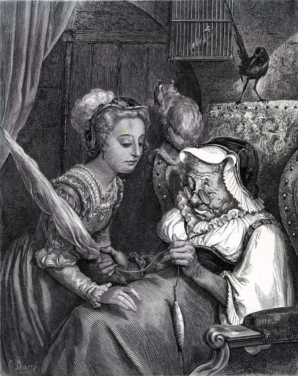Törnrosa: Princess and Fairy Spite i torn. av Gustave Dore