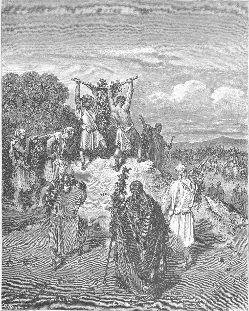 Spionerna återvänder från det utlovade landet av Gustave Dore
