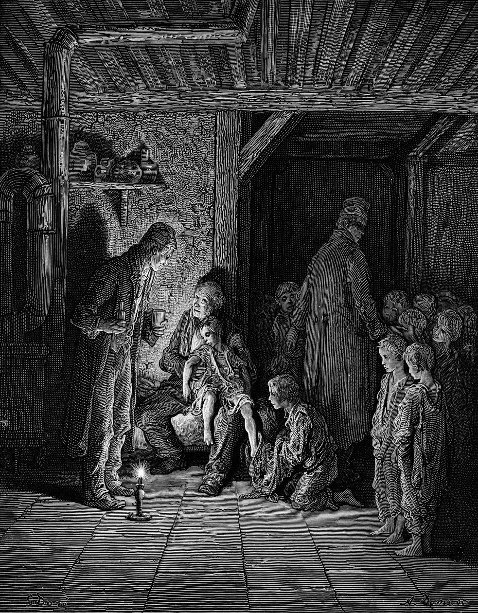 Victorianska London hemlösa barn av Gustave Dore