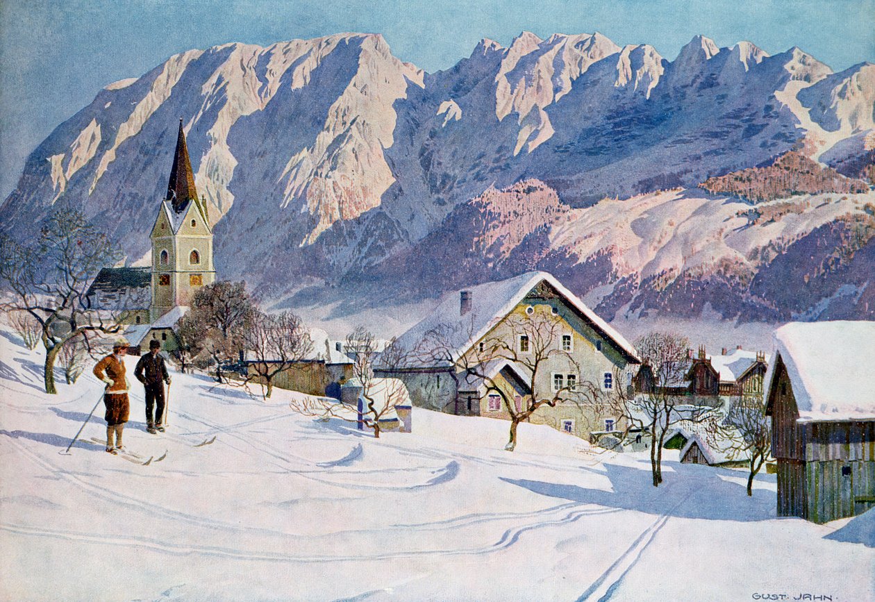 Mitterndorf i Österrike, efter en originalakvarell av Gustav Jahn