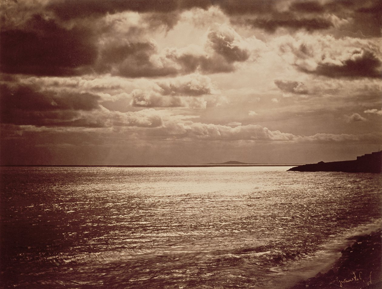 An Effect of the Sun, Normandie ca 1857 (sepiafoto) av Gustave Le Gray