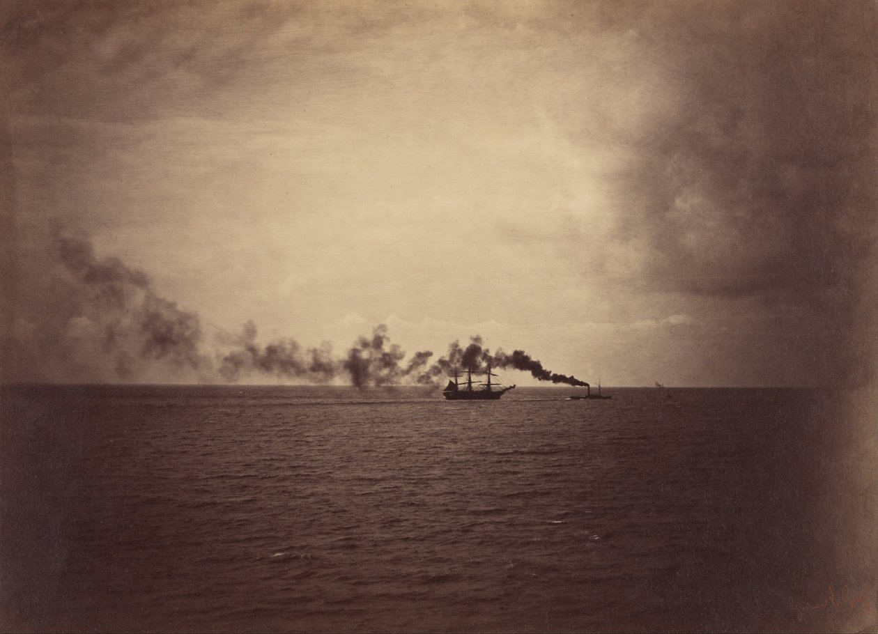 Seascape med segelfartyg och bogserbåt av Gustave Le Gray