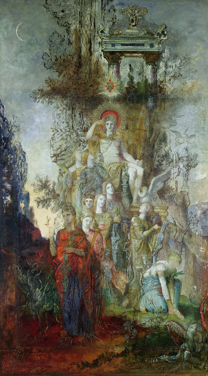 Muserna lämnar sin far Apollo för att gå ut och tända världen, 1868 av Gustave Moreau