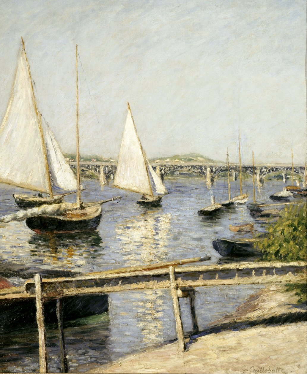 Franska: Voiliers a Argenteuil Segelbåtar i Argenteuil av Gustave Caillebotte