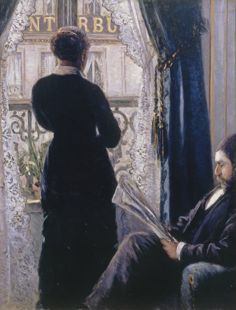 Interiör.kvinnan vid fönstret av Gustave Caillebotte