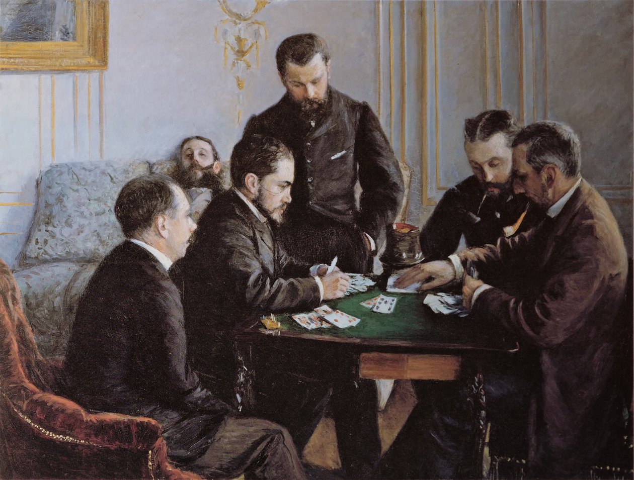 The Besigue Party, ca 1881. av Gustave Caillebotte