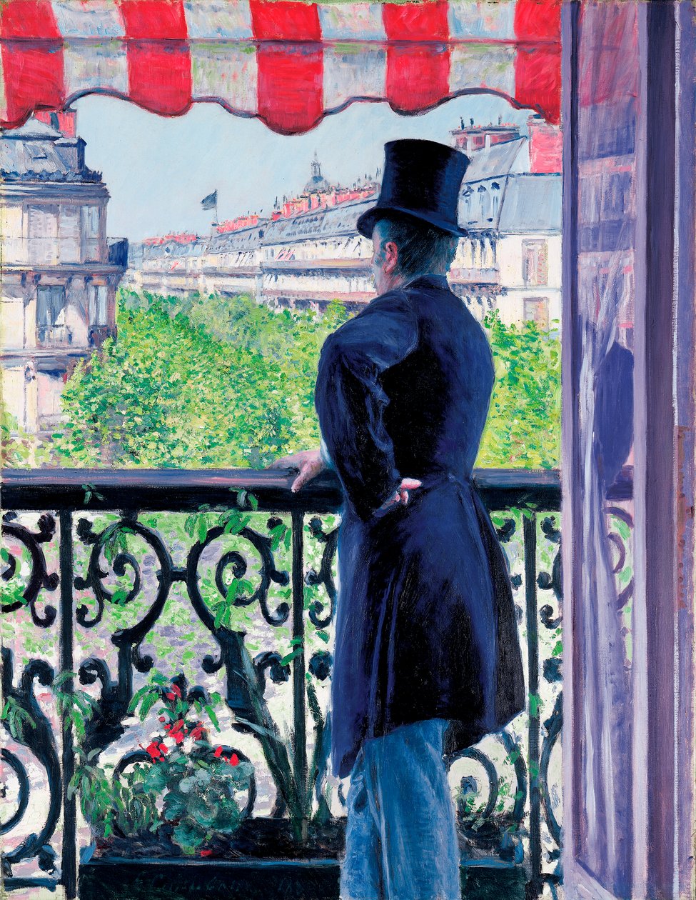 Man på en balkong, Boulevard Haussmann, 1880 av Gustave Caillebotte